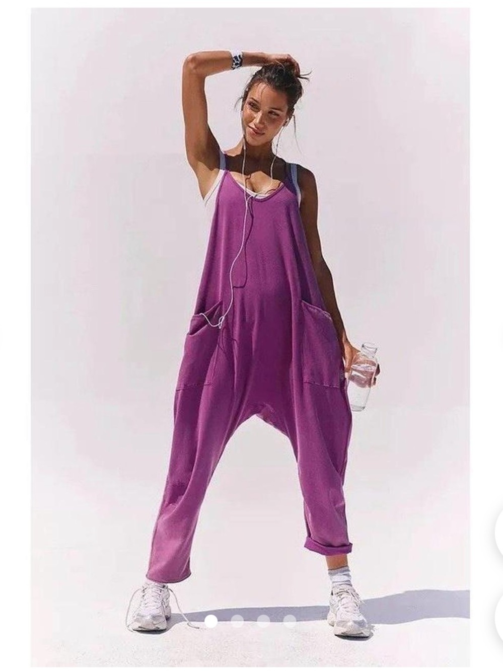 Free People Violet Spaghetti-Strap Pockets Jumpsuit